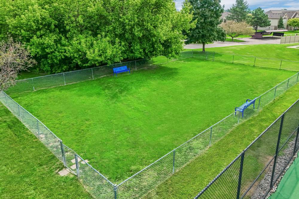 On-site dog park at Lakeside Terraces in Sterling Heights, Michigan