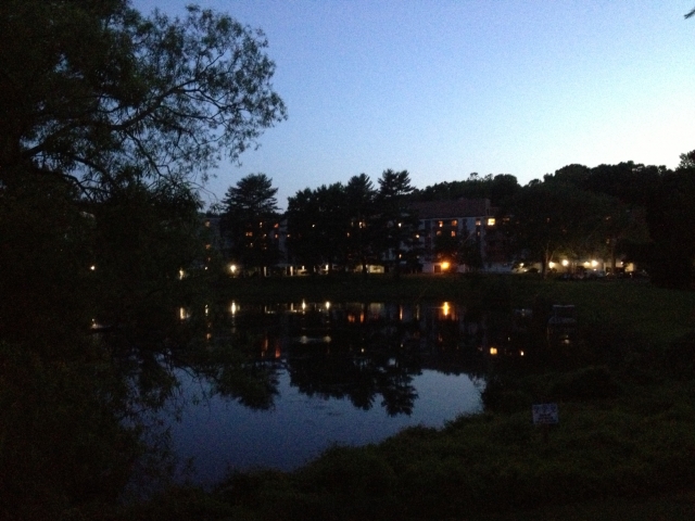 Night view across lake